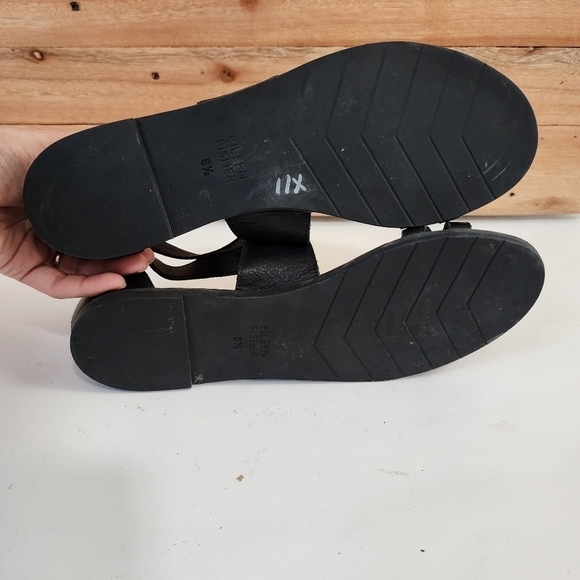 Eileen Fisher Cici Black Strappy leather Open Toe sandal Summer Vacation Casual - Picture 13 of 15